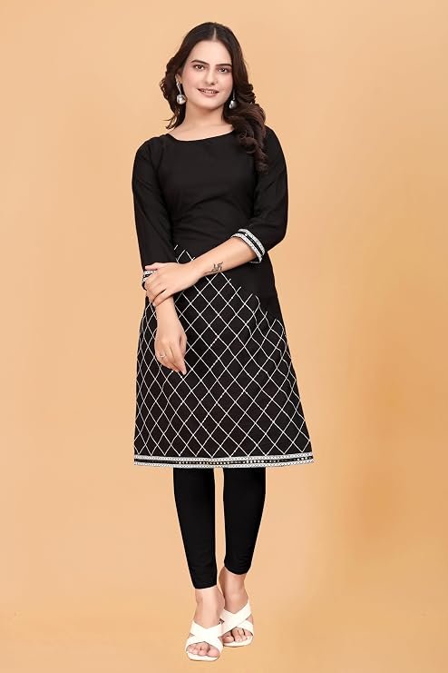 Women Short Kurti in TopsTunic Rayon Cotton Blend
