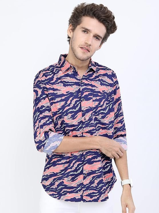 Ketch Men Cotton Slim Fit Printed Full Sleeve Shirt
