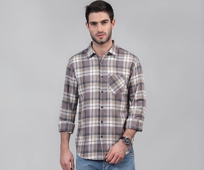 Mens Casual N Formal Single Pocket Check Shirt