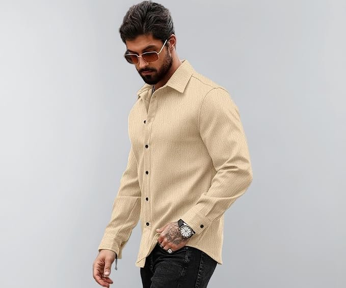 Men Cotton Blend Button Down Solid