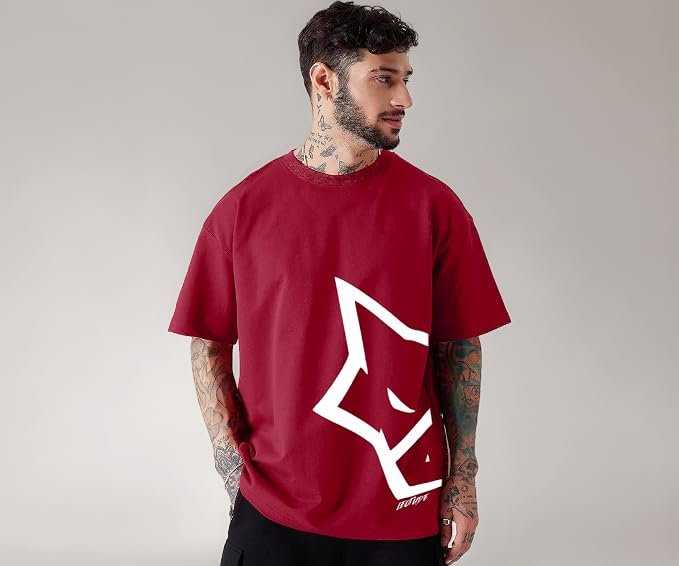 LEOTUDE Men Half Sleeve Round Neck Graphic Font Printed Tshirt